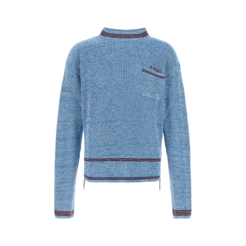 Marni Men Melange Light Blue Cotton Sweater